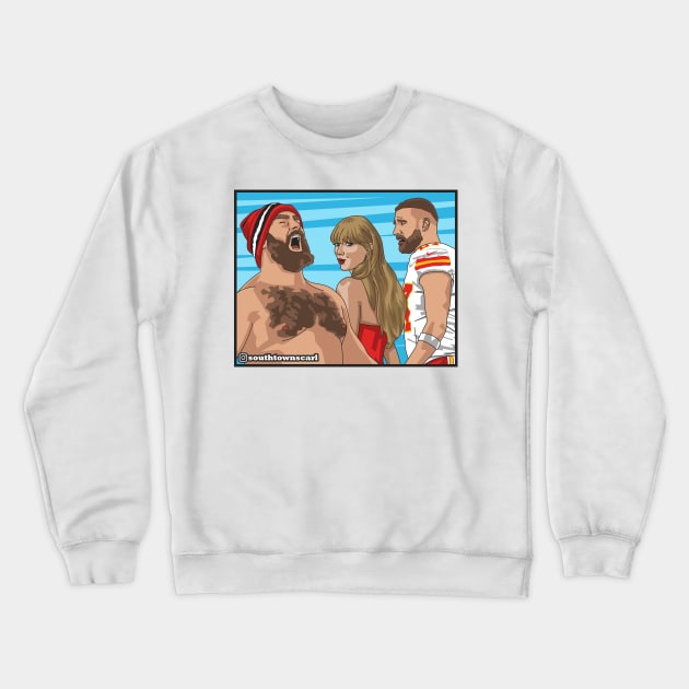 Brotherly Shove Crewneck Sweatshirt by Carl Cordes